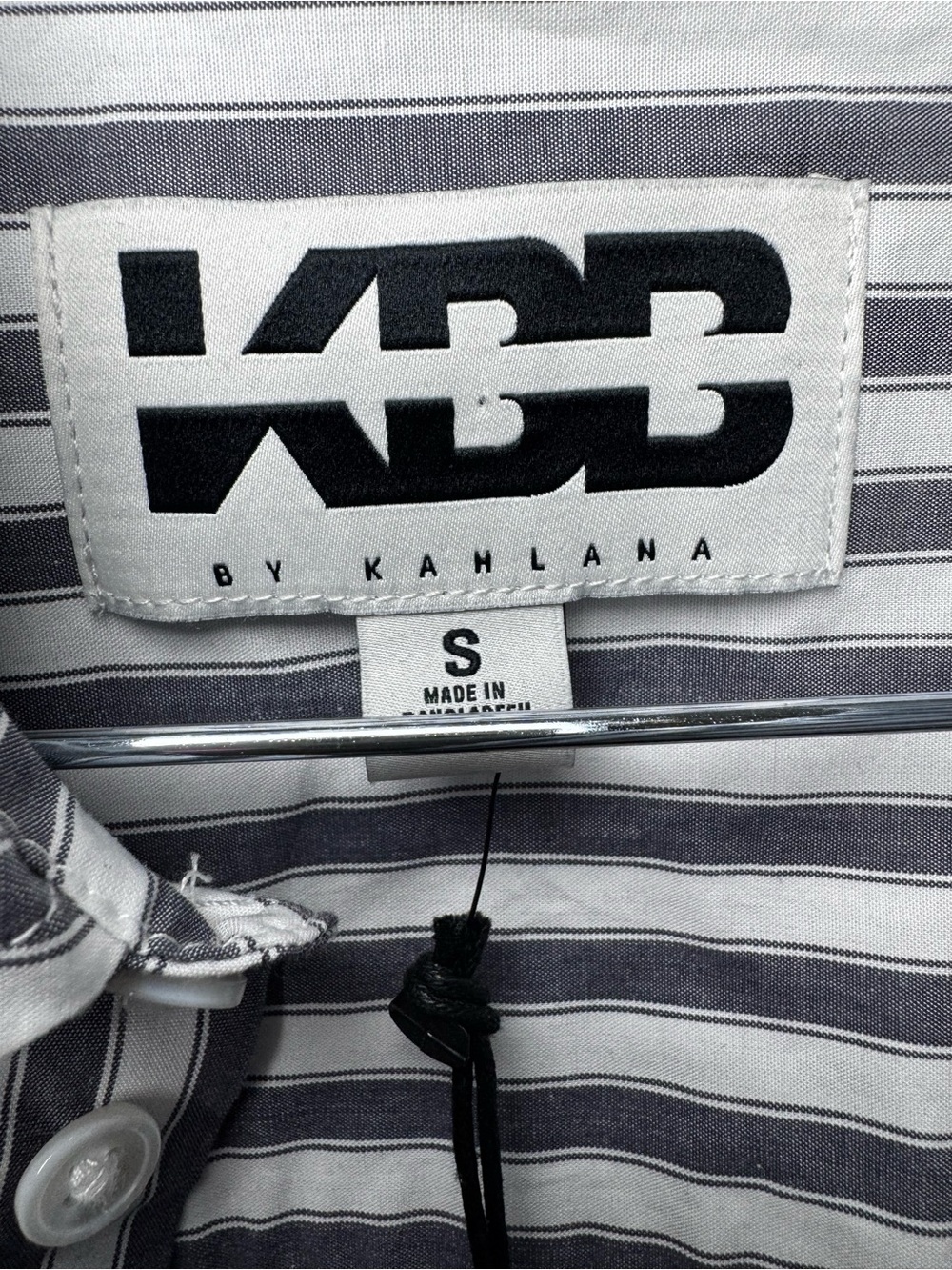 KBB by Kahlana Gray White Striped Asymmetrical Deconstructed Shirt Dress Small - Picture 6 of 6